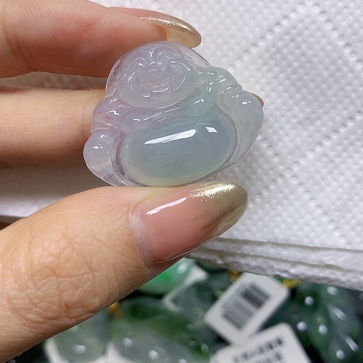 輝***瑩翡翠18K金镶嵌颈饰挂件