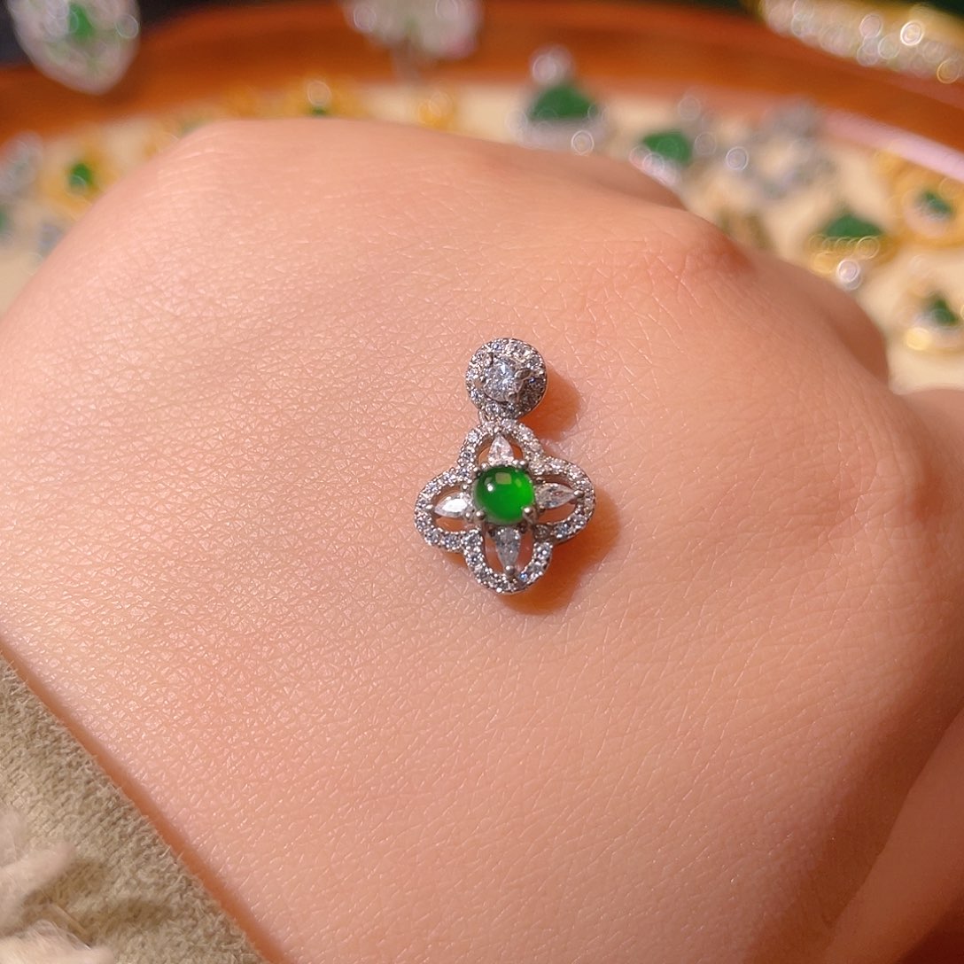 翡翠吊坠(不含链)银S925镶嵌