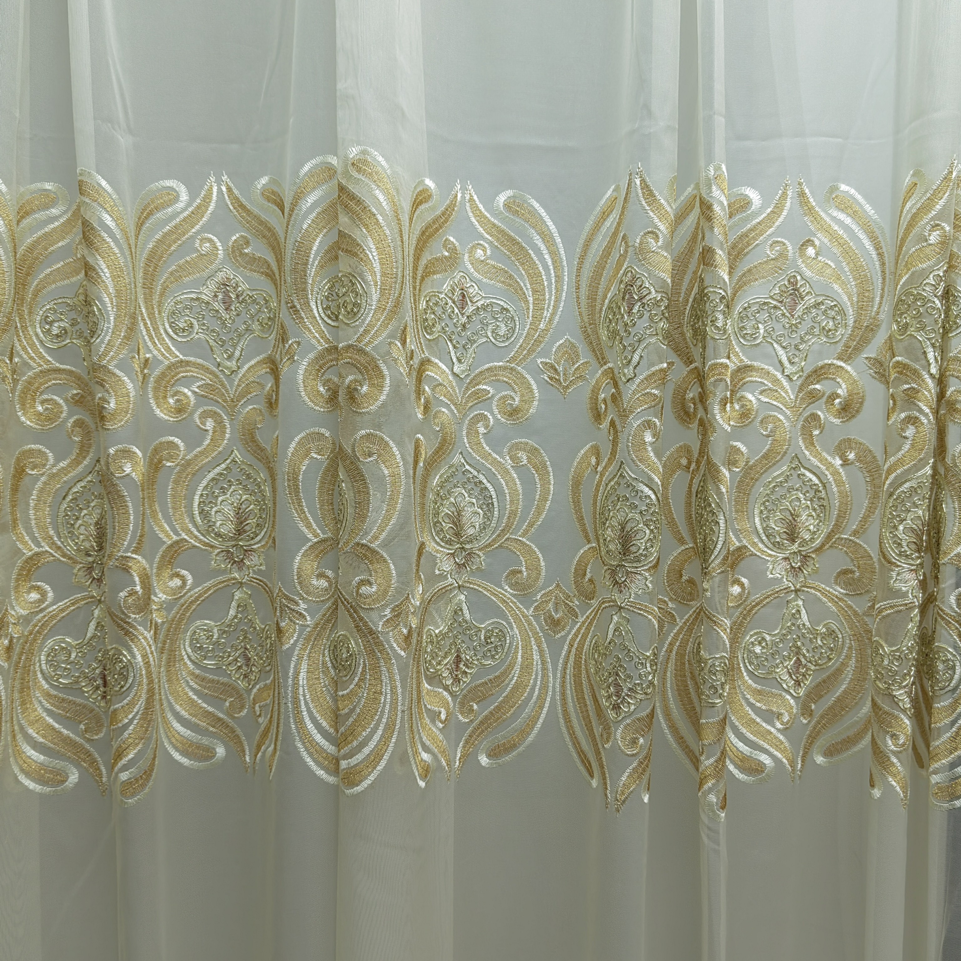 00807 挂钩款成品刺绣小窗户窗帘透气纱帘宽4.2米高2.5米一片式