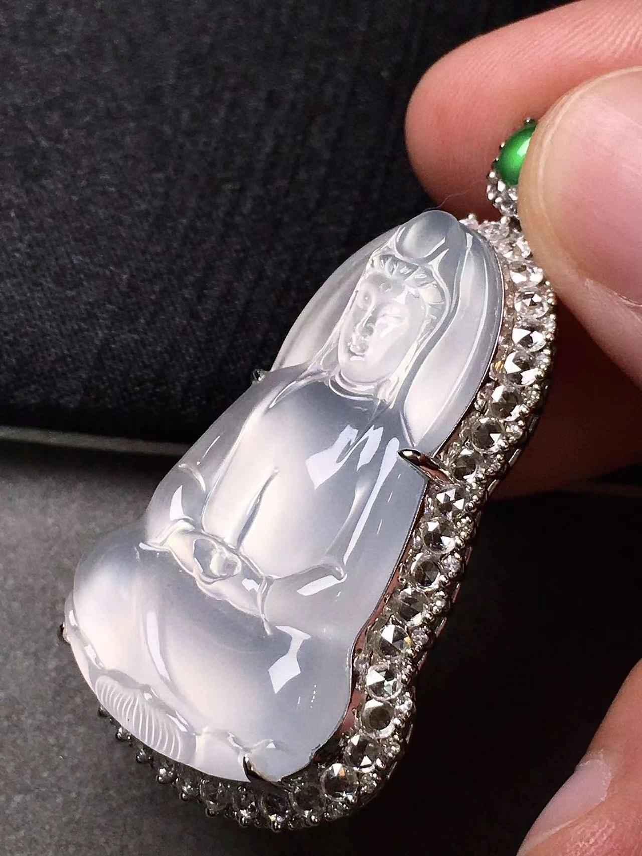 天然缅甸翡翠缅甸A货四会工厂纯手工小郭作品
