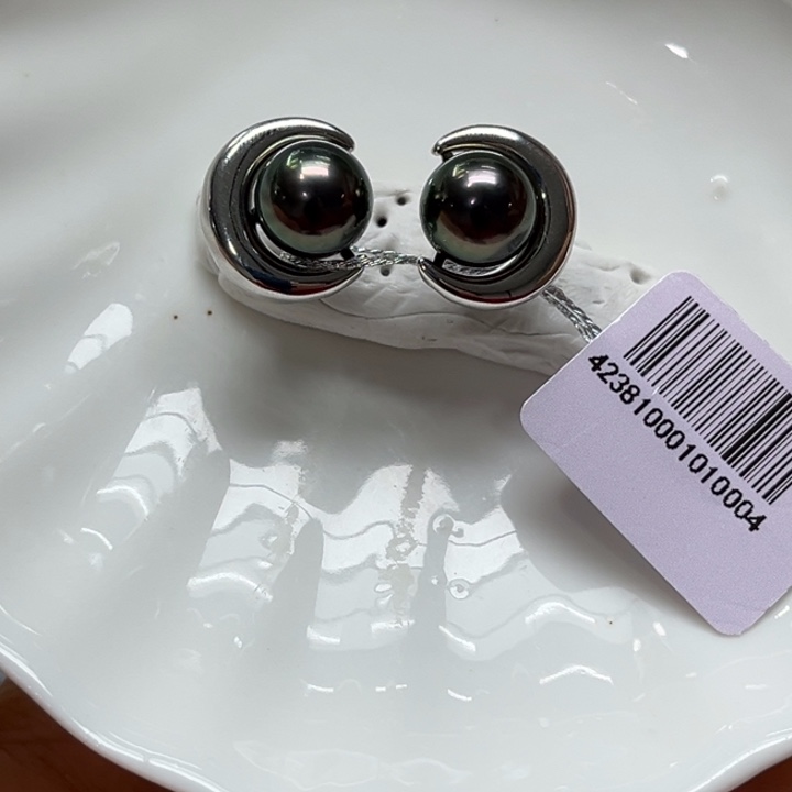 海水珍珠耳饰银S925镶嵌