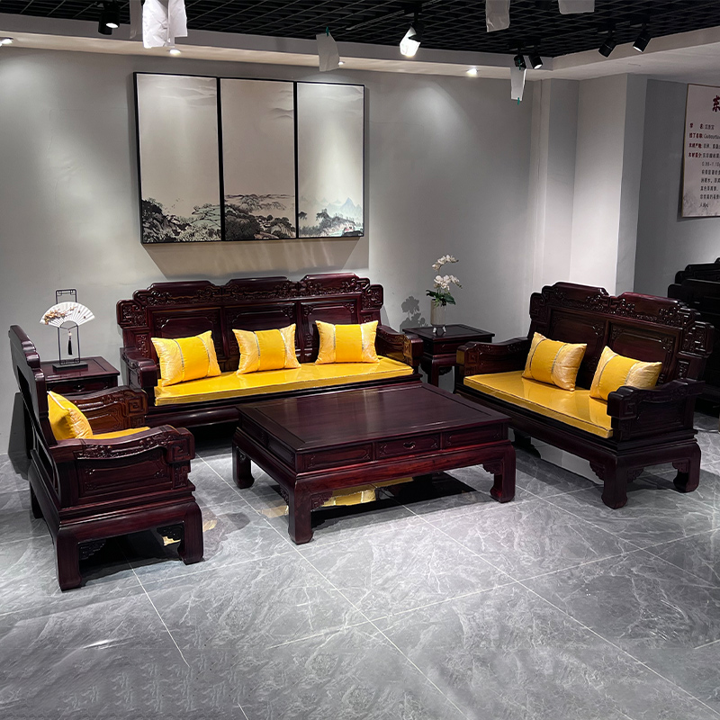 南美酸枝鸿福沙发客厅书法沙发全套中式古典风格新中式禅意雕花