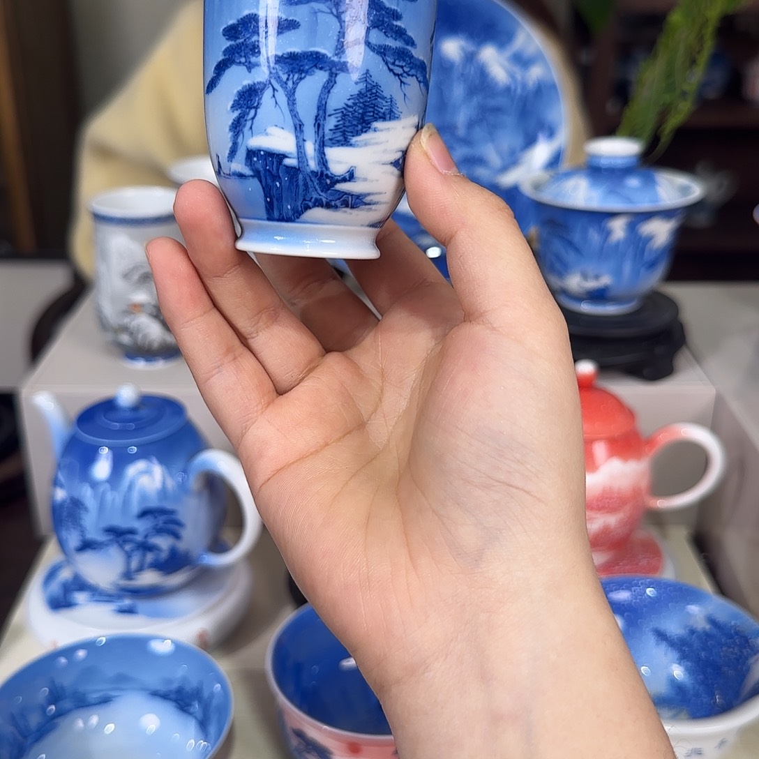 M***u青花山水夜景杯杯