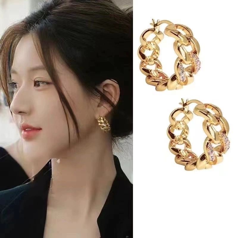 铜合金耳饰 8598许我耀眼露思许妍同款耳圈链条耳饰耳扣女H-18