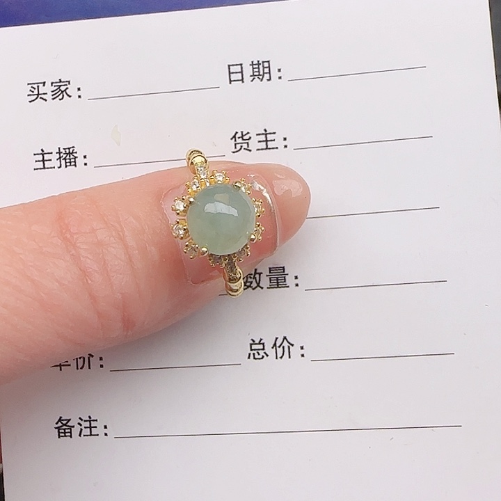 翡翠戒指银S925镶嵌缅甸a货戒指s925银镶