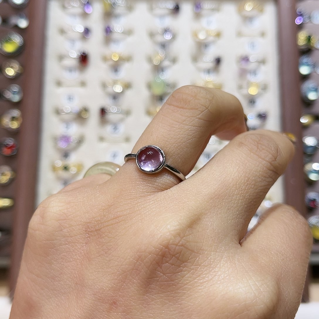 紫晶戒指银S925镶嵌戒指