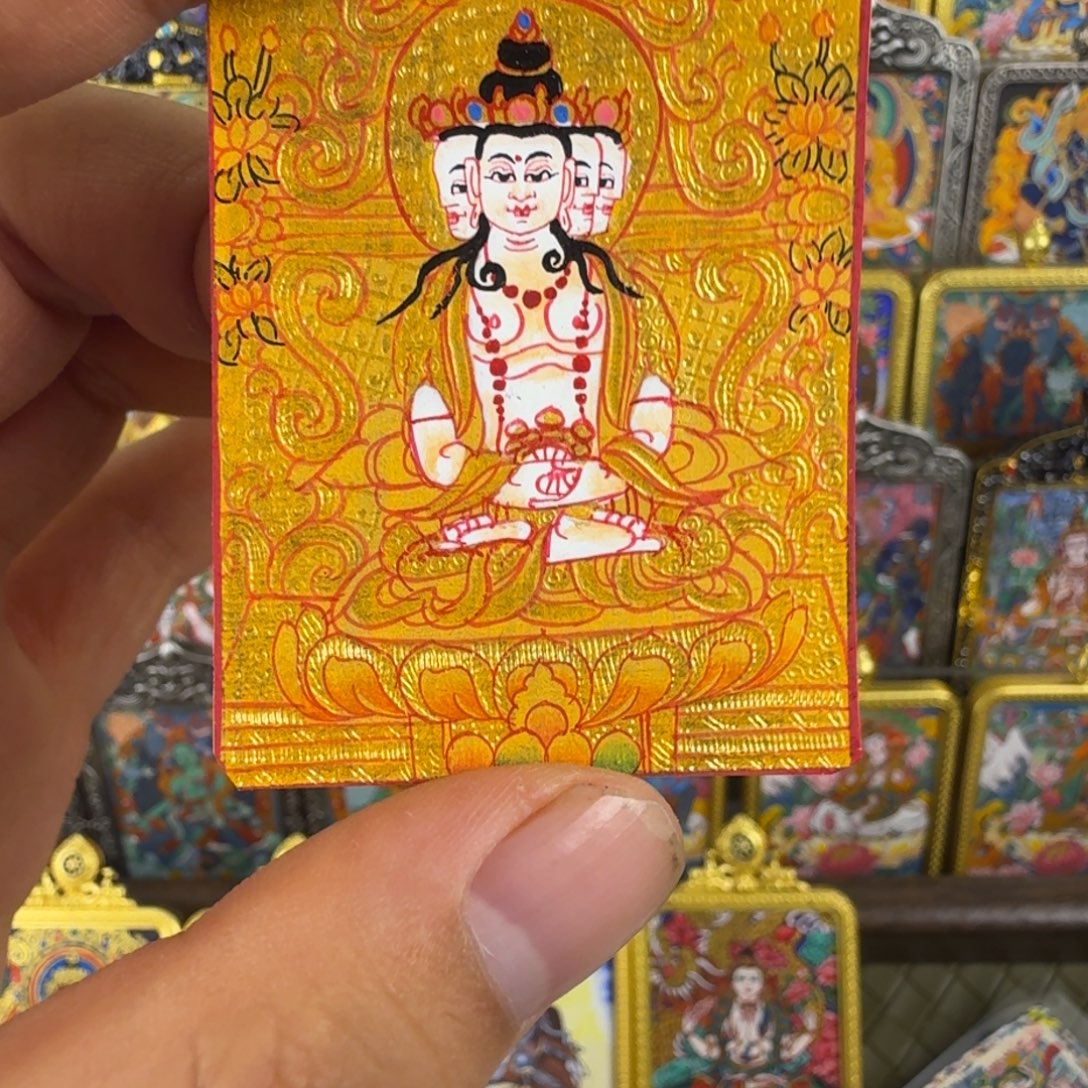 吊坠纯手绘金唐大日如来