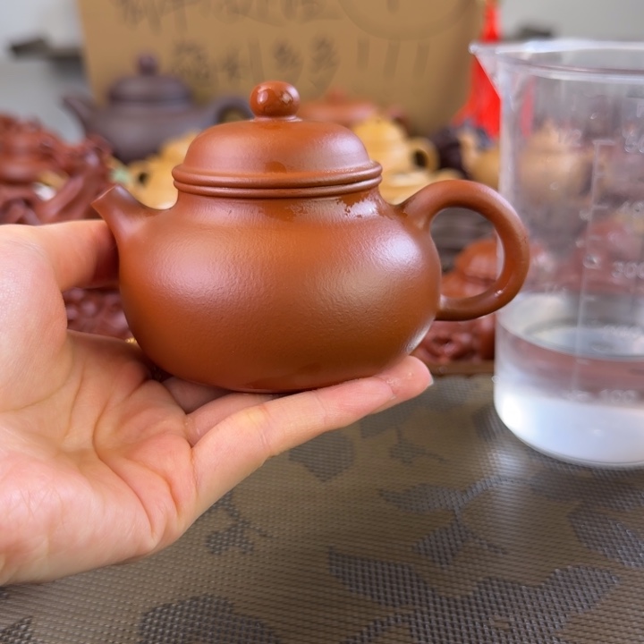 紫砂茶壶朱泥全手容天160