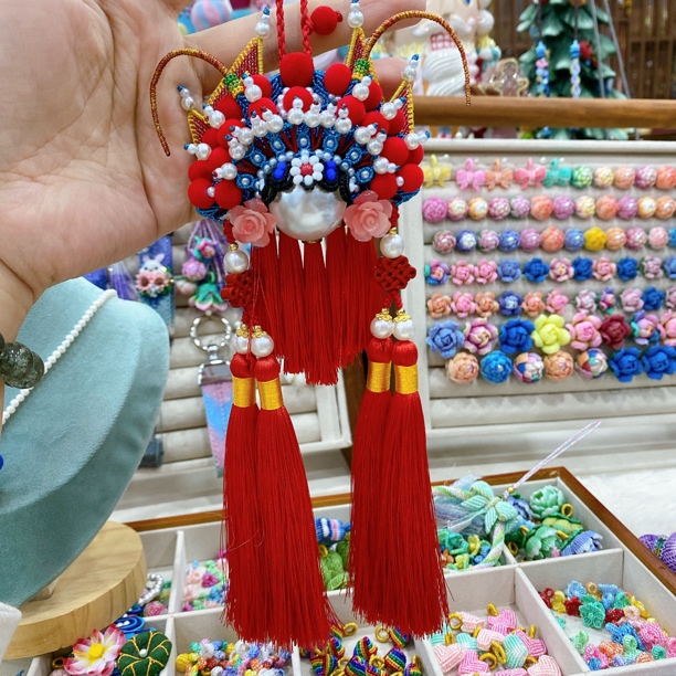 纯手工编绳穆桂英挂件成品