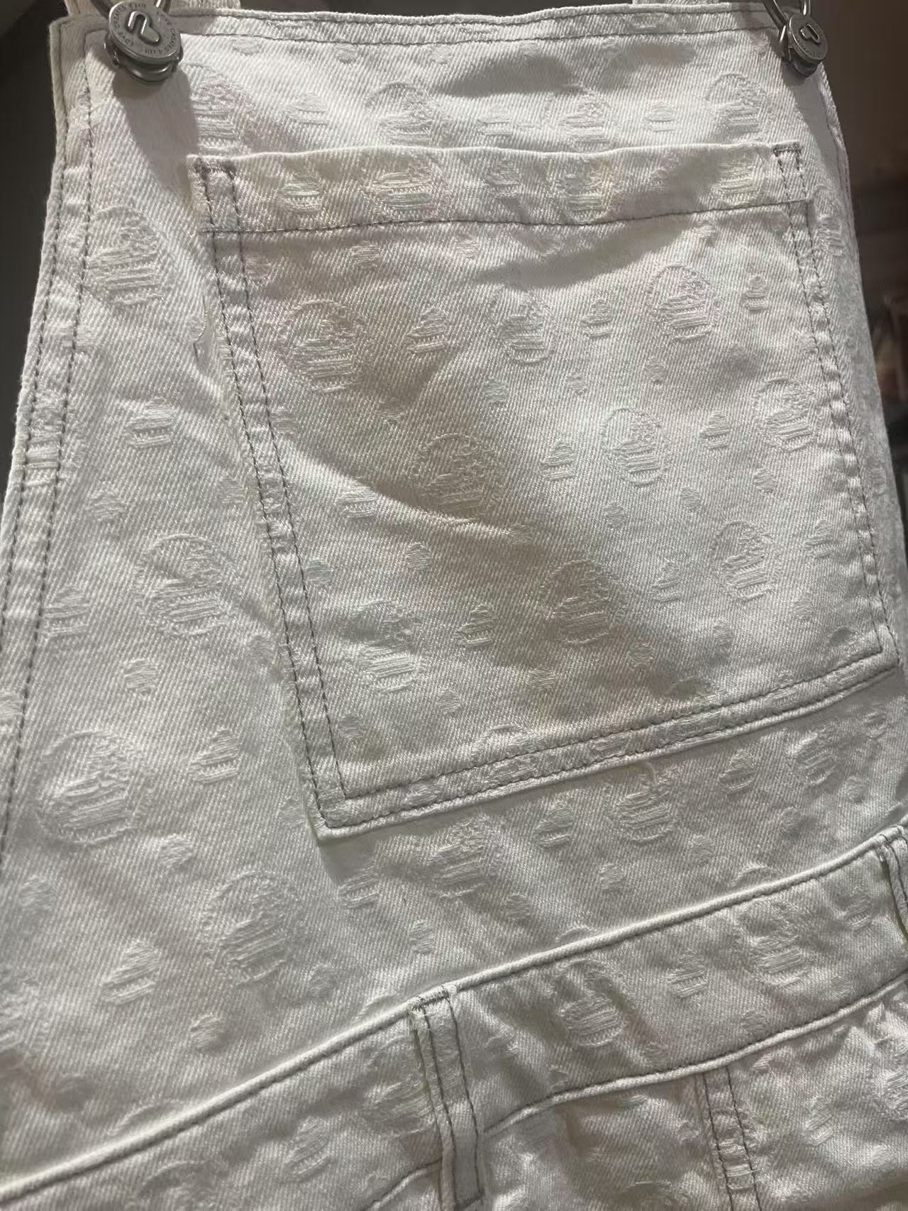 [富贵] 女装T恤白色牛仔背带裤 ZK653