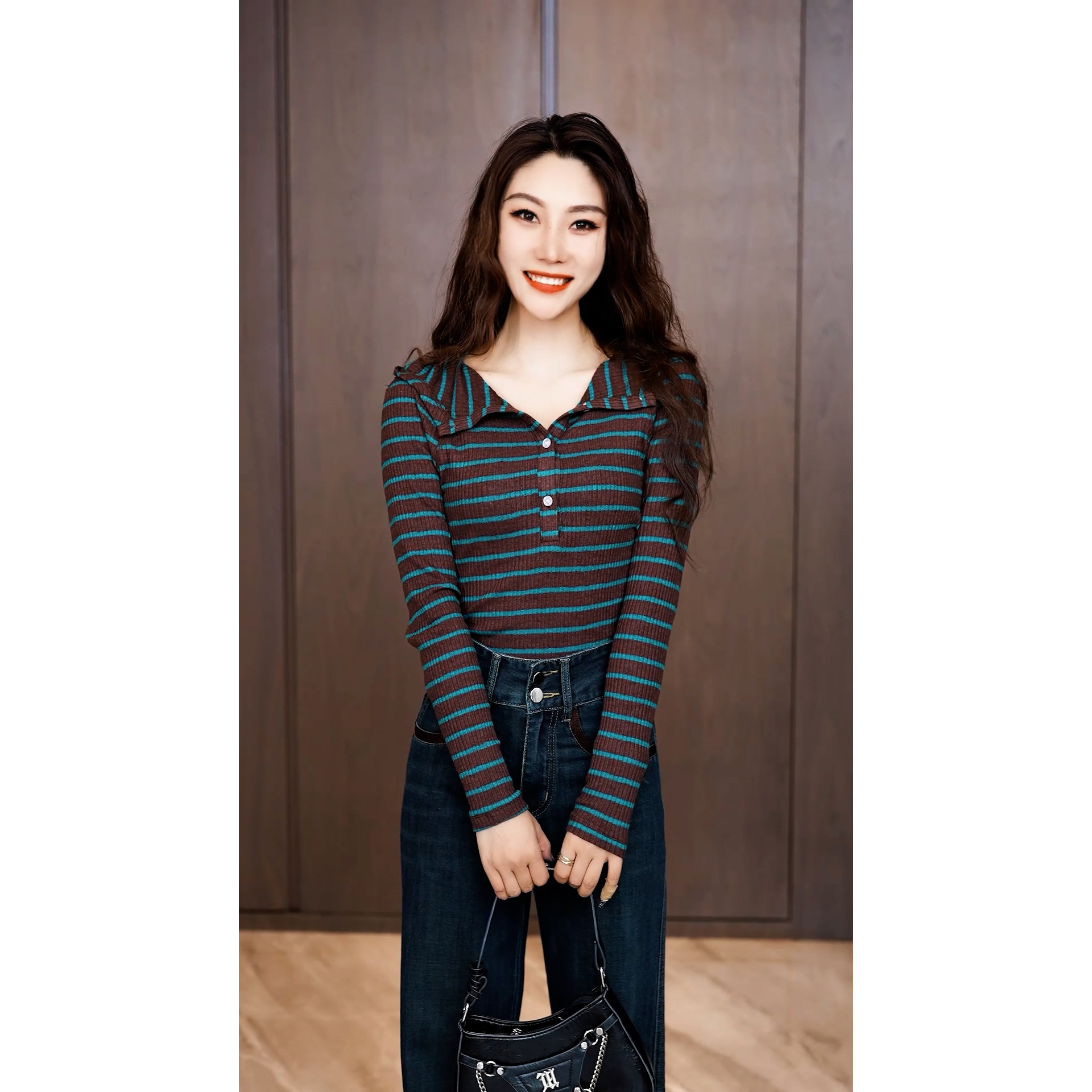 时尚条纹长袖T恤女装秋冬季2025新款连帽休闲洋气打底衫上衣4127