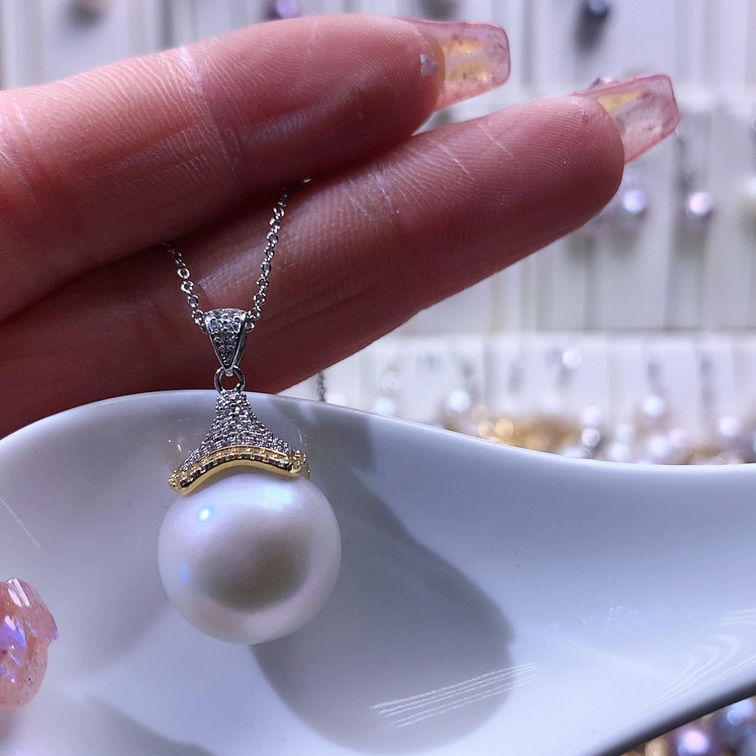 淡水珍珠吊坠(赠链)银S925镶嵌习*