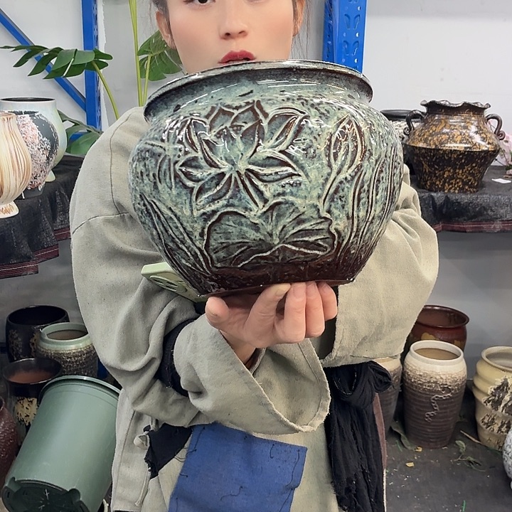 19×16 -粗陶花盆有孔-买买买