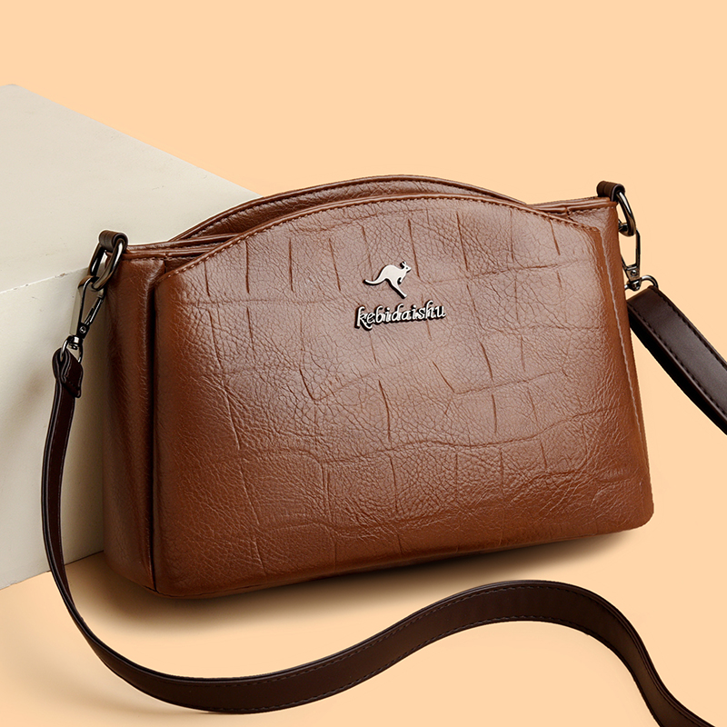 品牌正品女包多隔层贝壳包斜挎包妈妈包休闲风简约大气软皮包2571