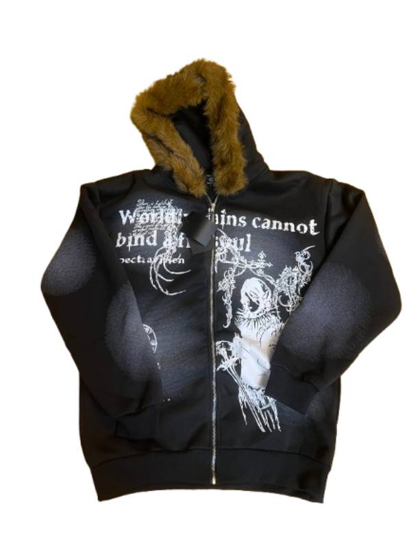 (原168）亚比风美式街头重磅毛领连帽卫衣男女慵懒风加绒外套