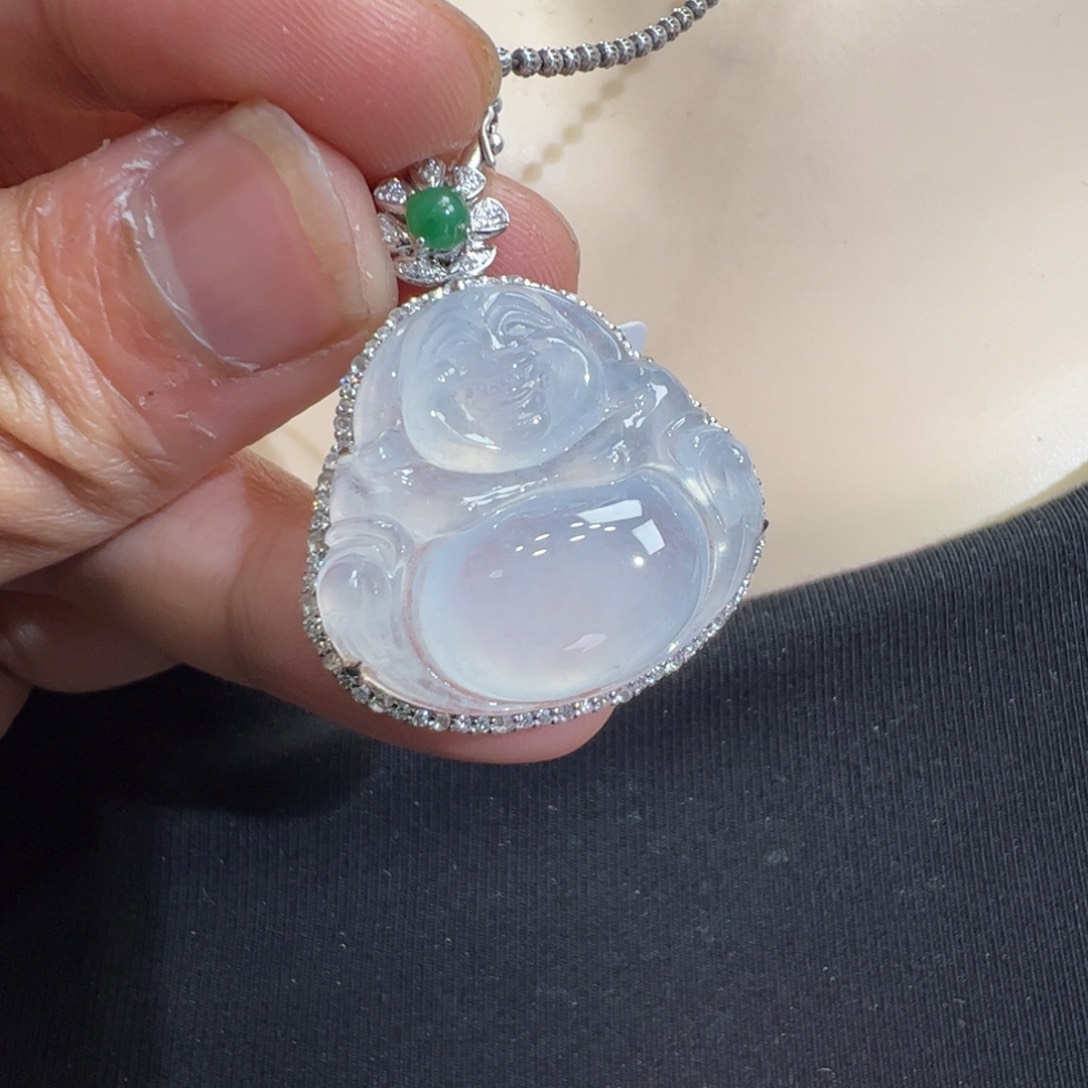 翡翠吊坠(不含链)18K金镶嵌