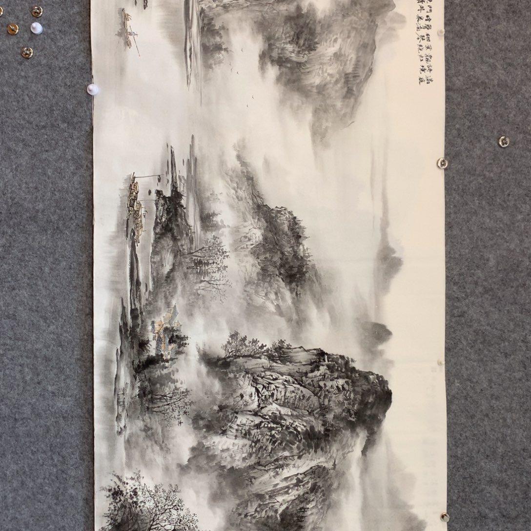晨***东国画山水作品写意