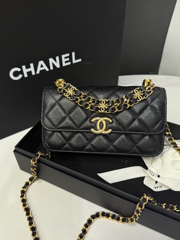 99新 Chanel/香奈儿 22K鱼子酱Woc链条包芯片17cm/JJ5071503