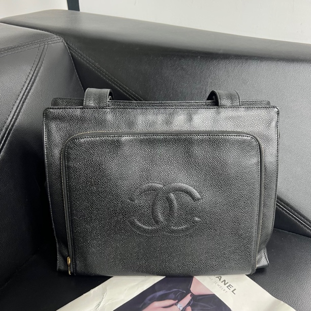 95新 Chanel/香奈儿 捐金沉珠/黑色托特包单肩