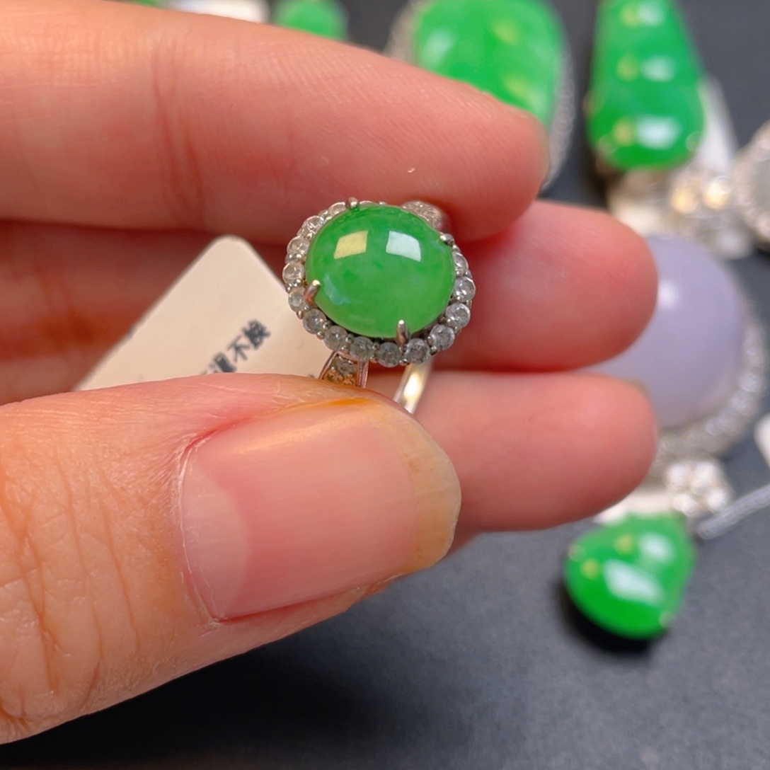 翡翠银S925镶嵌吊坠(不含链)戒指