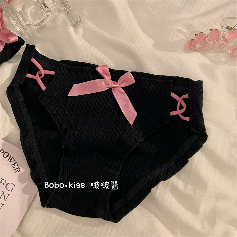 《纯情女高》粉色蝴蝶结棉质纯欲内裤