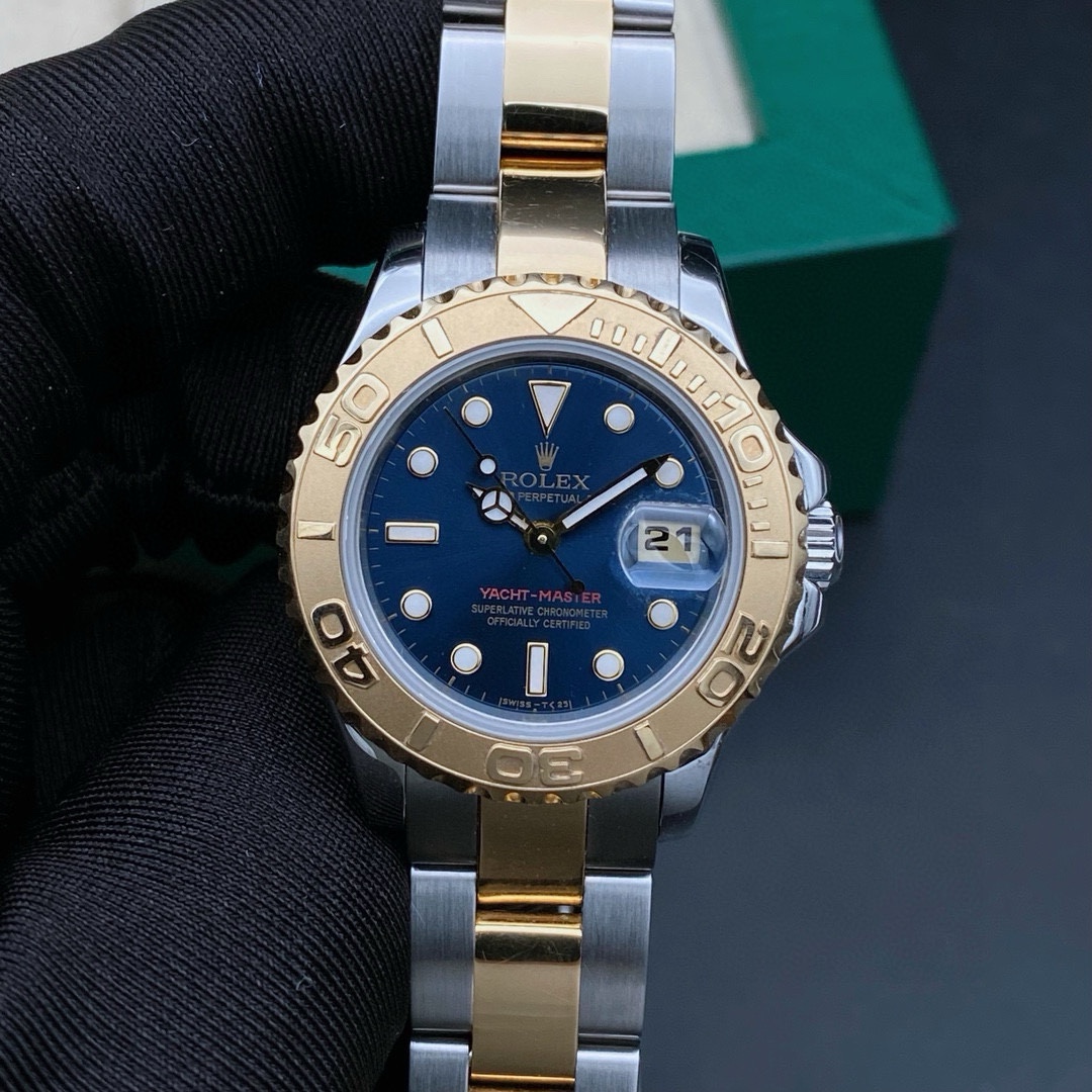 99新 Rolex/劳力士 98年附件游艇69623蓝盘/机械女表/表径29