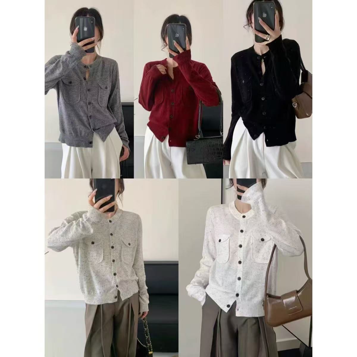 小静折扣~PL701L 圆领点子纱宽松长袖针织开衫（衣长53（80-130斤）