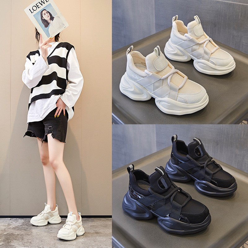 正品8cm松糕厚底内增高老爹鞋女2025秋季新款运动休闲透气小白鞋