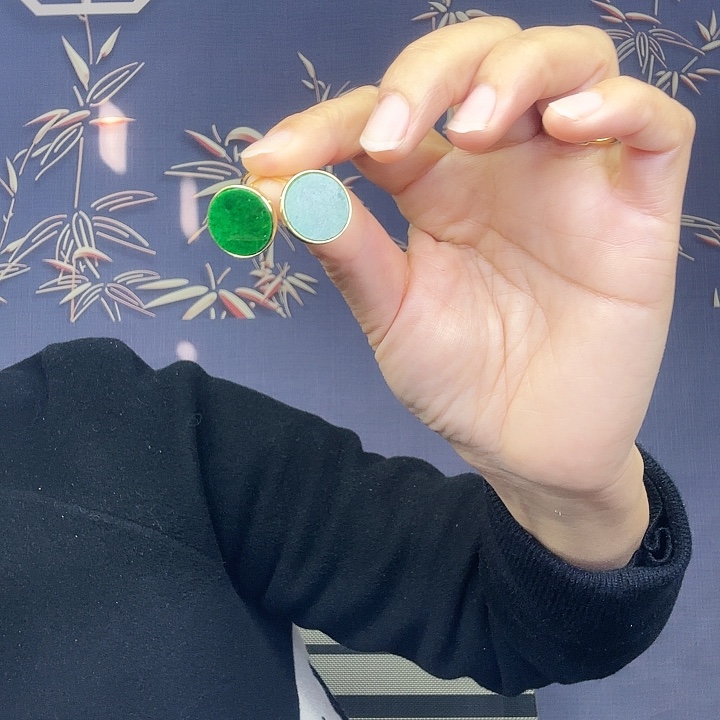 翡翠耳饰银S925镶嵌特价微瑕