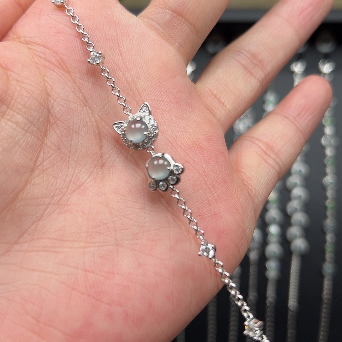 翡翠银S925镶嵌手链