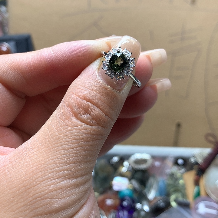 水晶水晶戒指银S925镶嵌