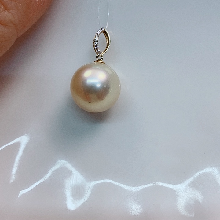 海水珍珠吊坠(不含链)18K金镶嵌12~13
