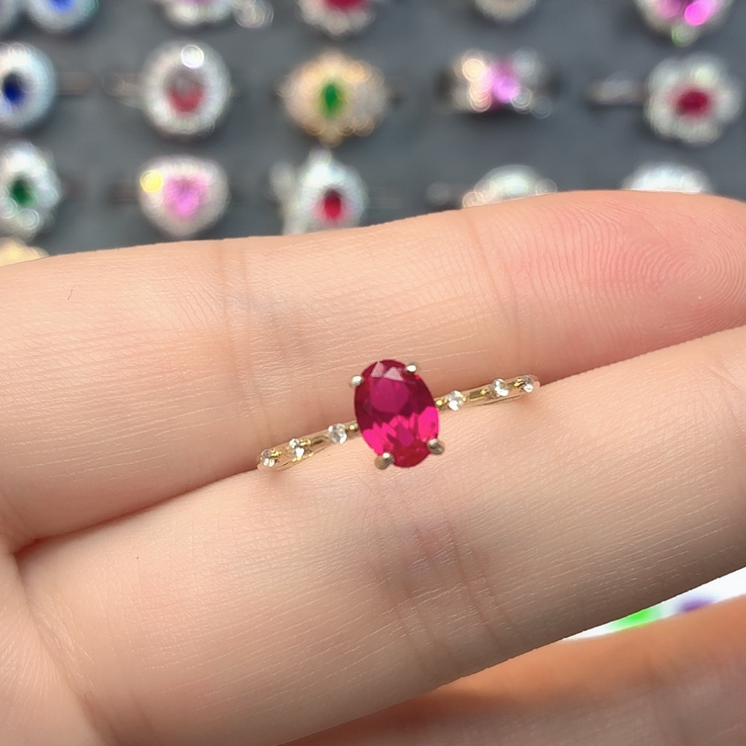 925银培育卢比莱色宝石