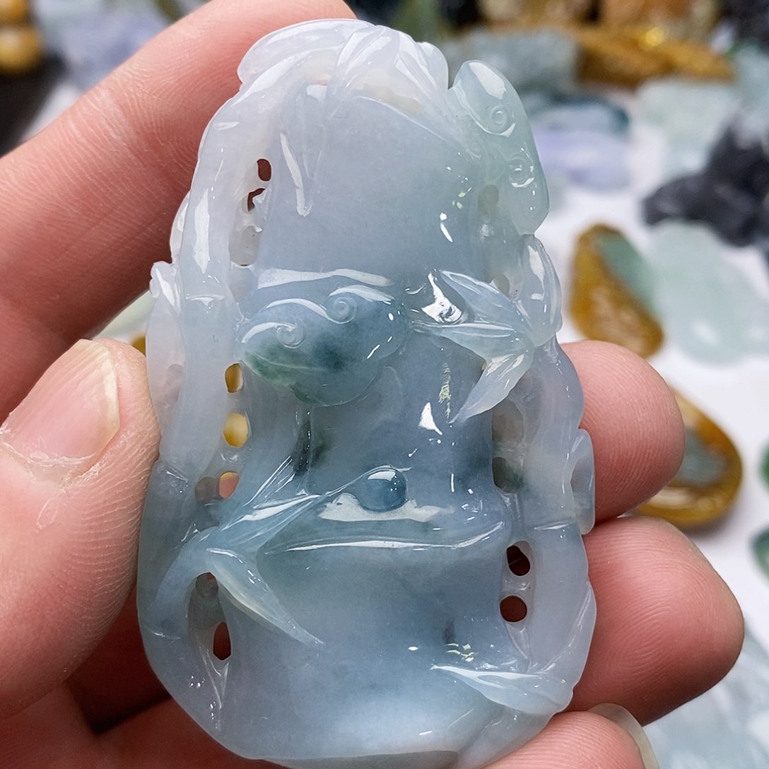 翡翠颈饰未镶嵌大号竹节