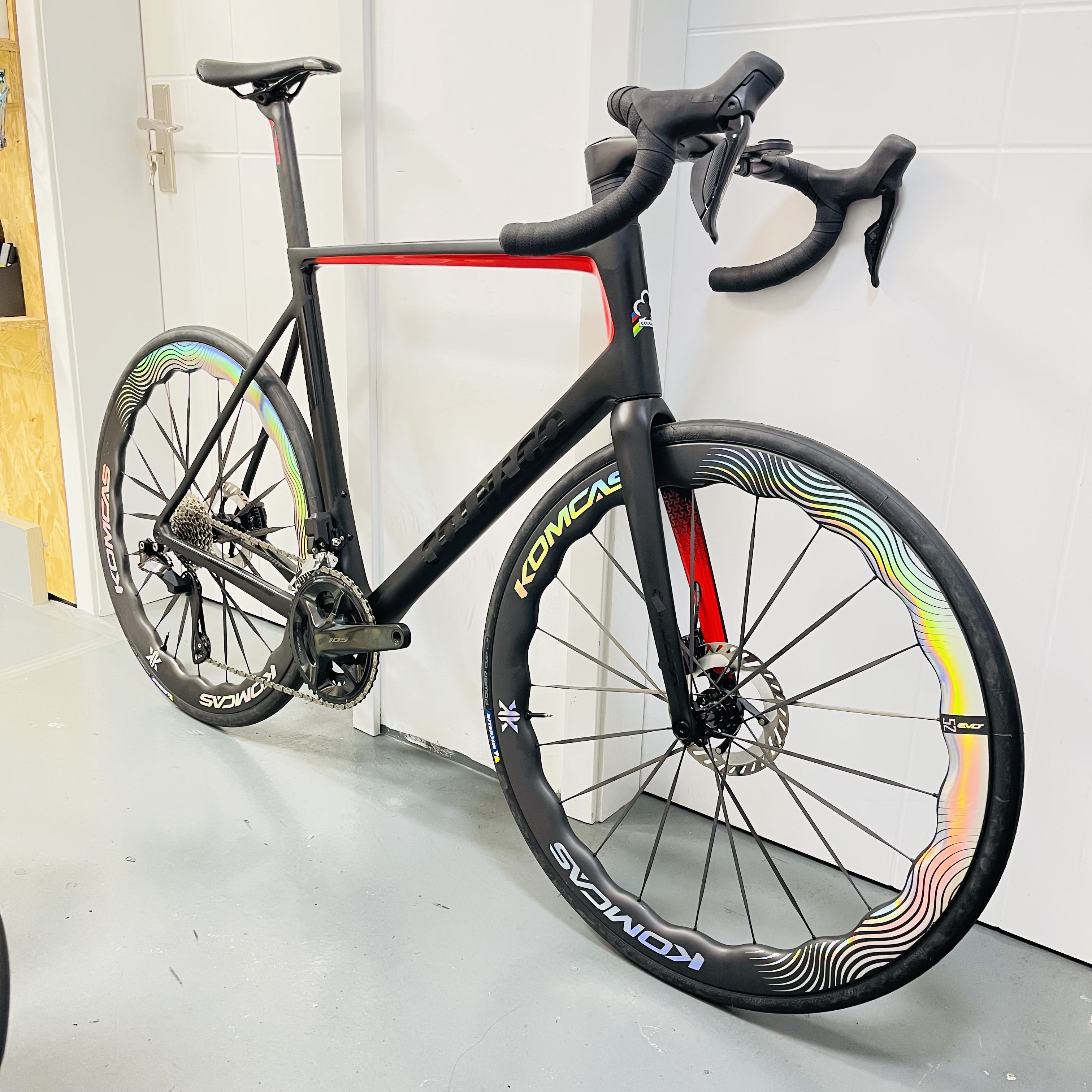 V 3 全碳纤维公路自行车升级电变大套碳纤维轮组一体碳把尺码58码