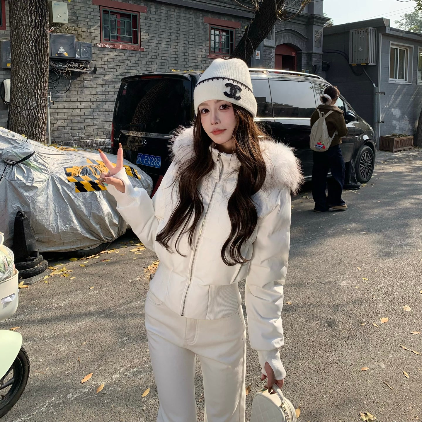 3MER  毛领可拆卸显瘦棉服外套