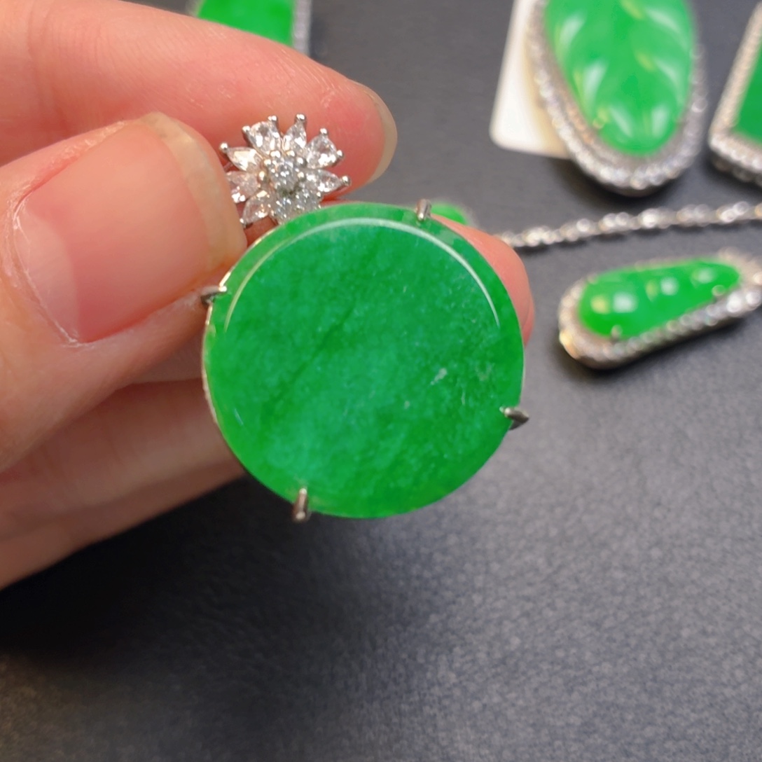 翡翠银S925镶嵌吊坠(不含链)