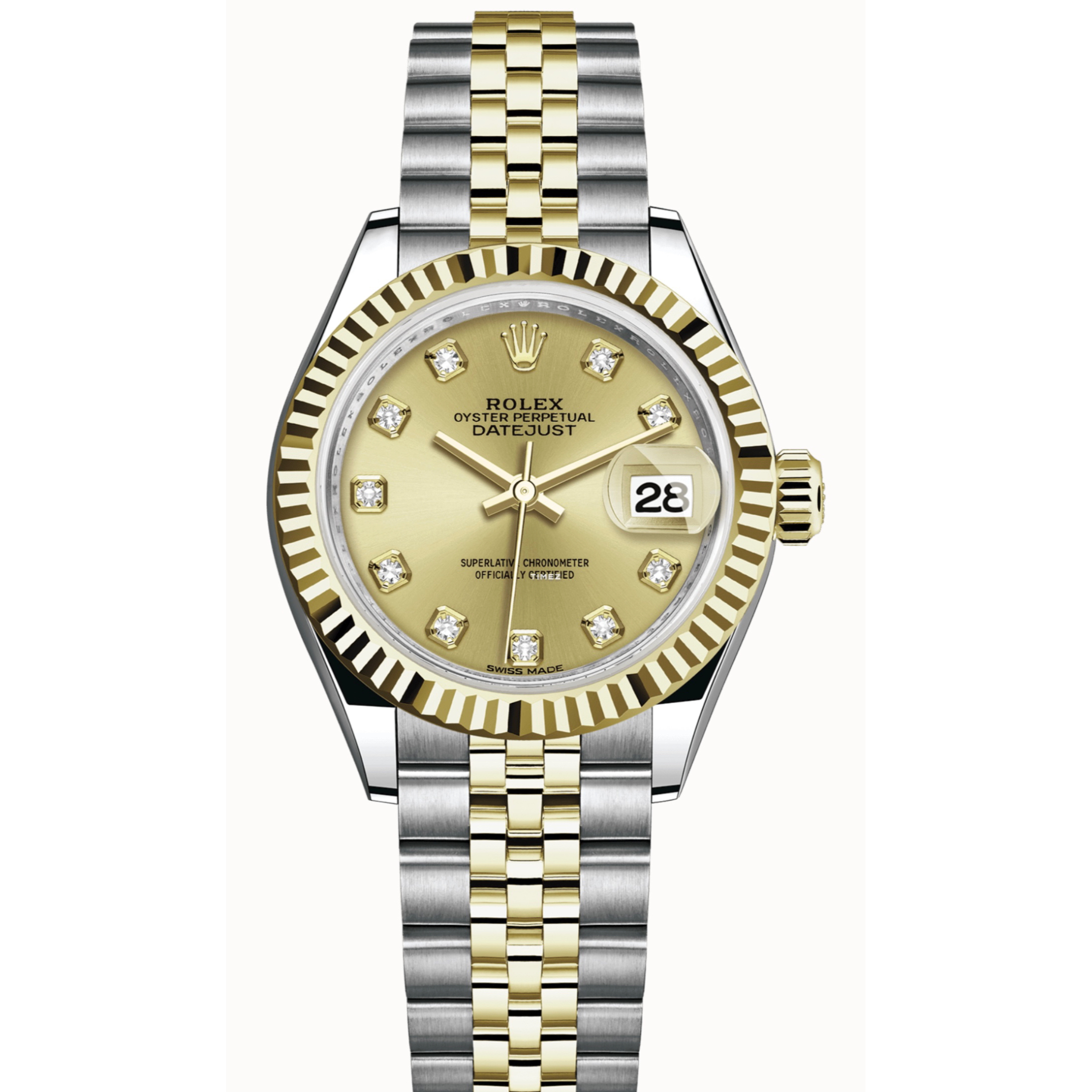 99新 Rolex/劳力士 深圳名典/m279173金盘钻刻女装日志/18年全套