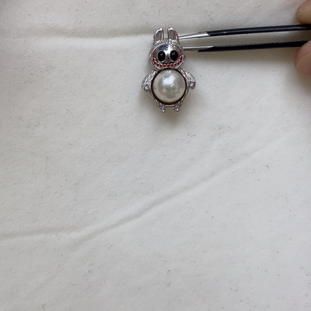 银S925镶嵌海水珍珠吊坠(不含链)