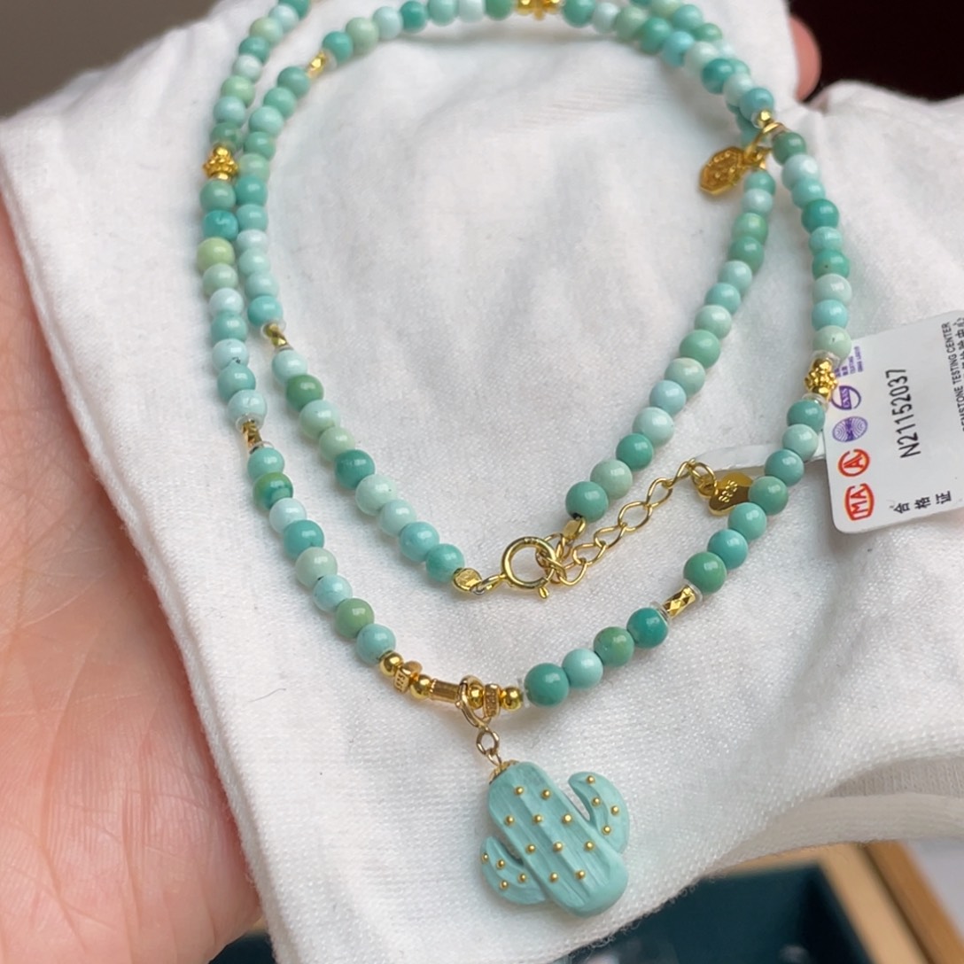 绿松石颈饰银S925镶嵌