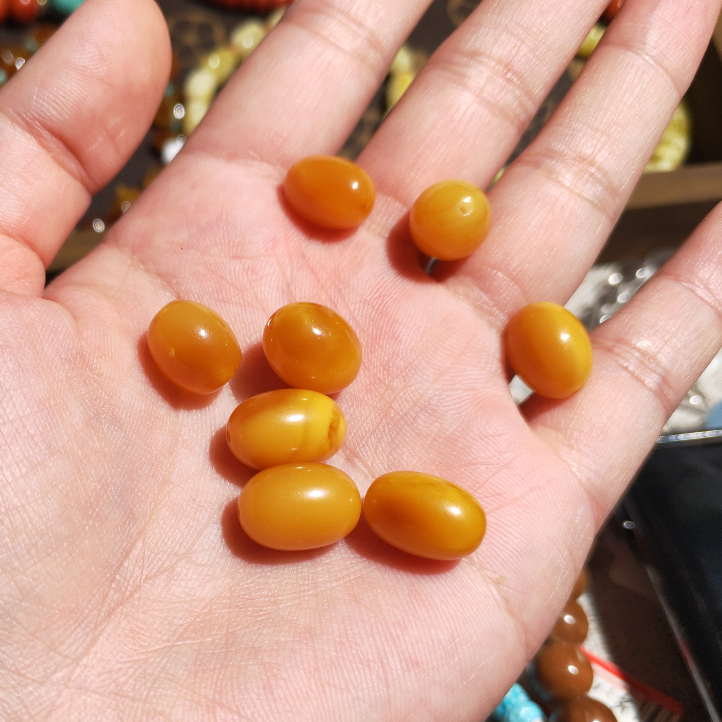 天然老蜜蜡9mm+枣珠顶珠腰珠手串DIY配饰配件随机