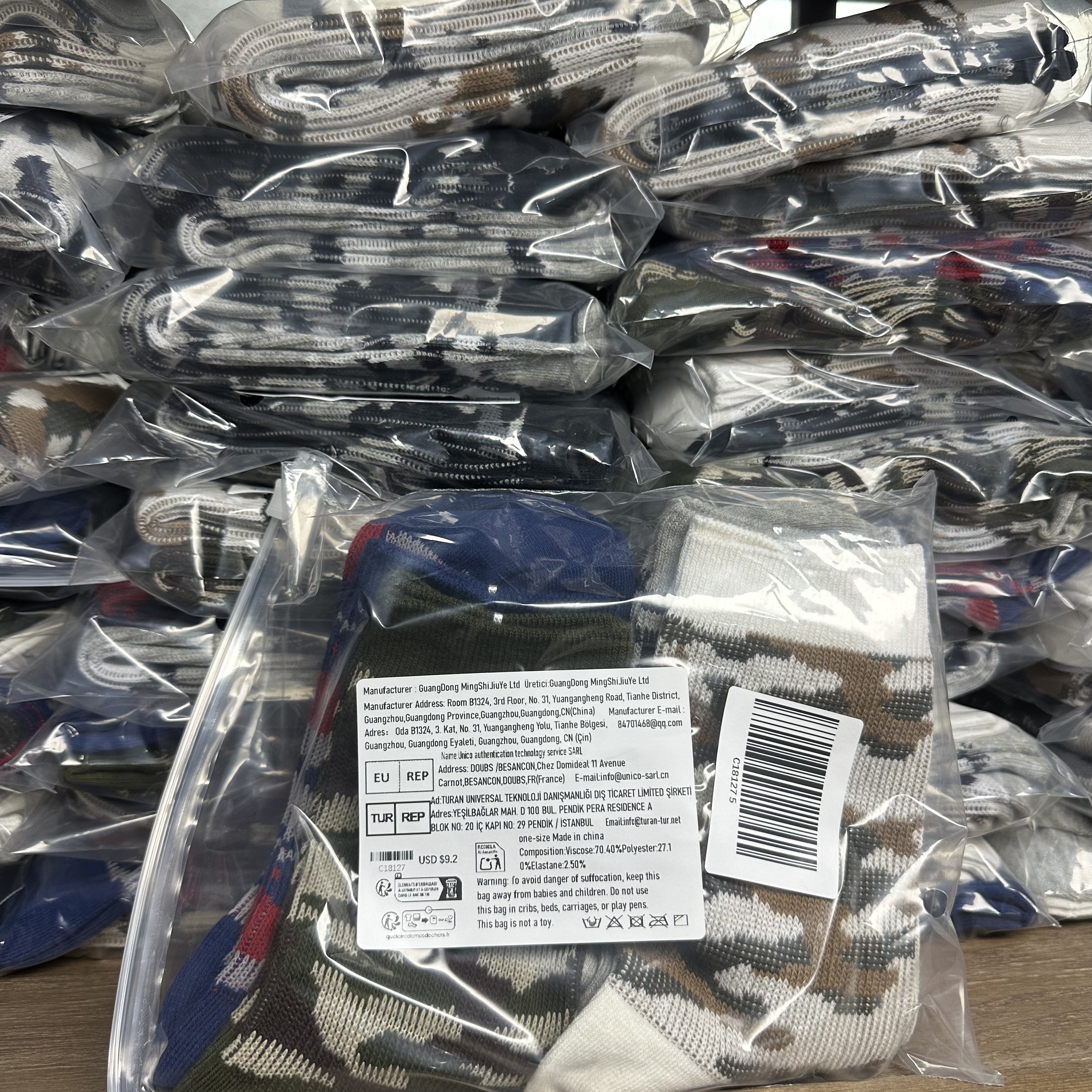 MS外贸尾单迷彩袜子中性工装袜加厚美式潮流个性复秋冬季中筒袜