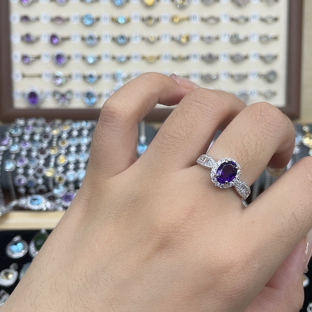 紫晶银S925镶嵌戒指