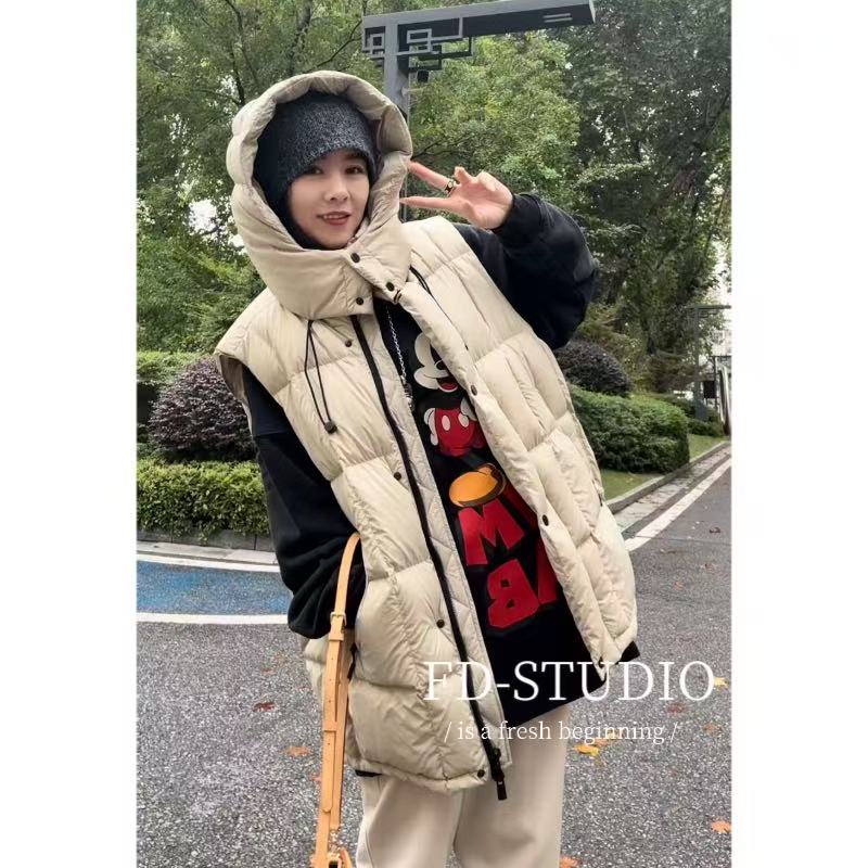  【梵町定制】FD21391秋冬新款连帽羽绒马甲百搭保暖宽松