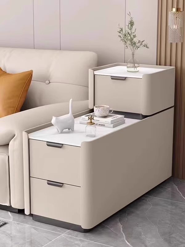 2025新款落地沙发边几轻奢高级感小型实木夹缝侧边柜简约现代边柜