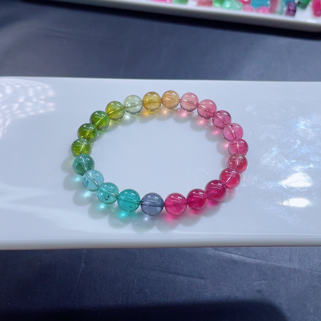 碧玺未镶嵌手链8.5mm左右