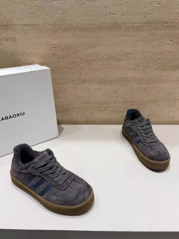 秀磨砂拼接厚底加绒德训鞋女2025冬季新款百搭复古79-125