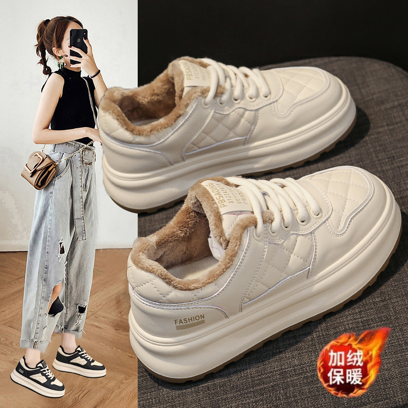 2025新款加绒小白鞋时尚百搭超轻休闲鞋新款女鞋