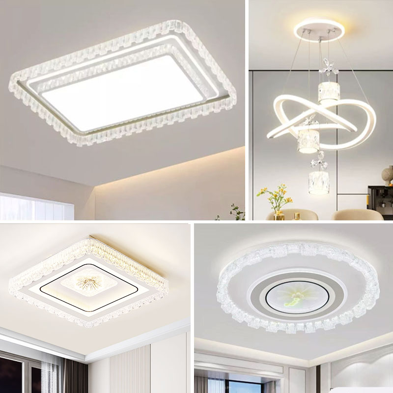 新款一帘幽梦水晶客厅灯中山灯吸顶灯简约现代高档智能语音水晶灯