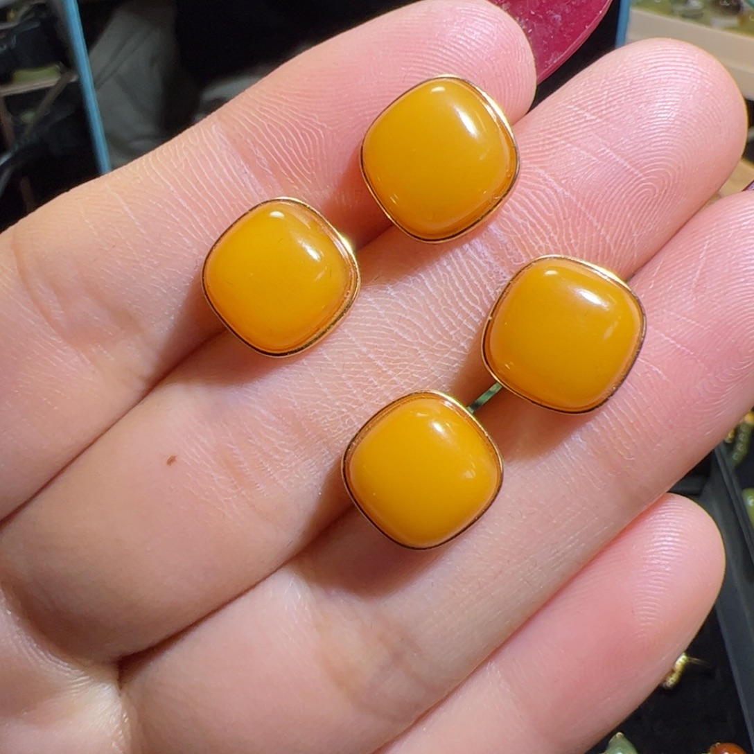 蜜蜡银S925镶嵌戒指拍一发一多样性发，发一对